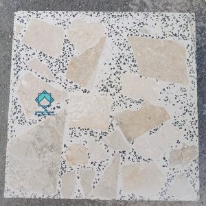 نمونه خرید موزاییک لاشه مینیاتور تراورتنی 40×40 با زمینه خاشخاشی و سنگهای لاشه طبیعی